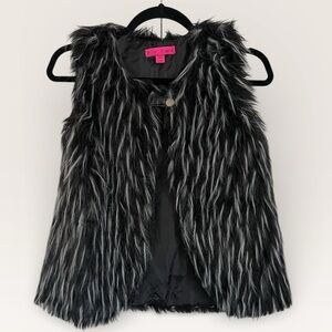 Vintage Betsey Johnson Black and White Vintage Furry Vest